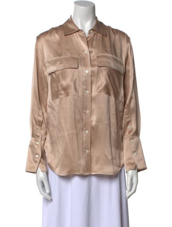 FRAME Silk Long Sleeve Button-Up Top