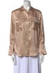 FRAME Silk Long Sleeve Button-Up Top