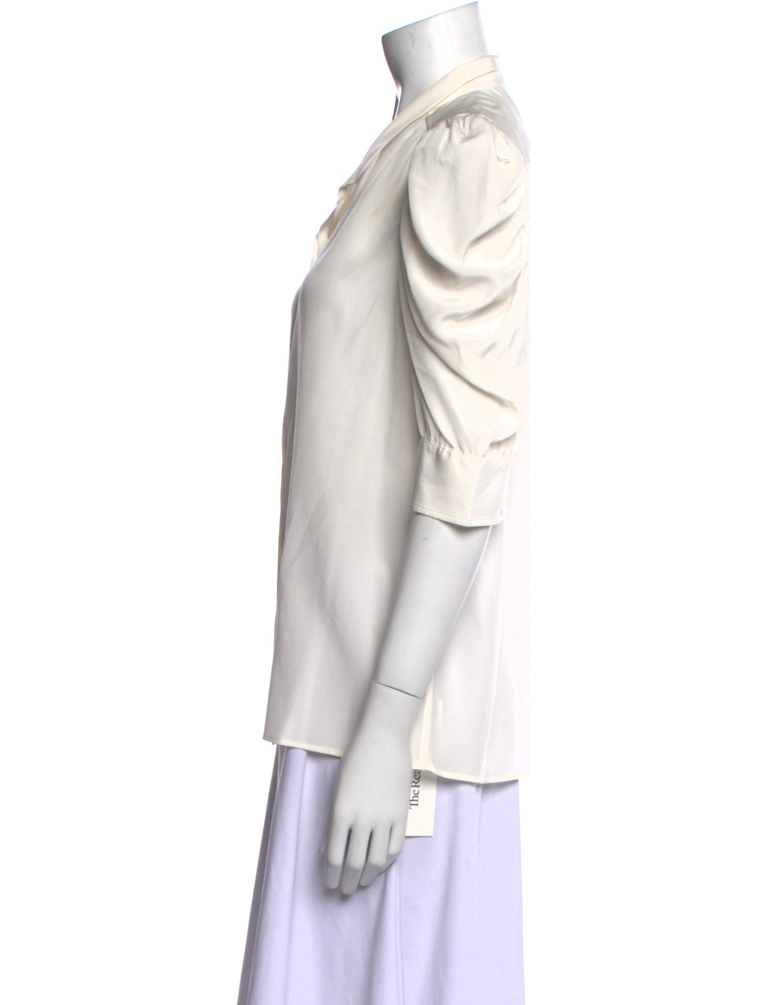 FRAME Silk Three-Quarter Sleeve Button-Up Top