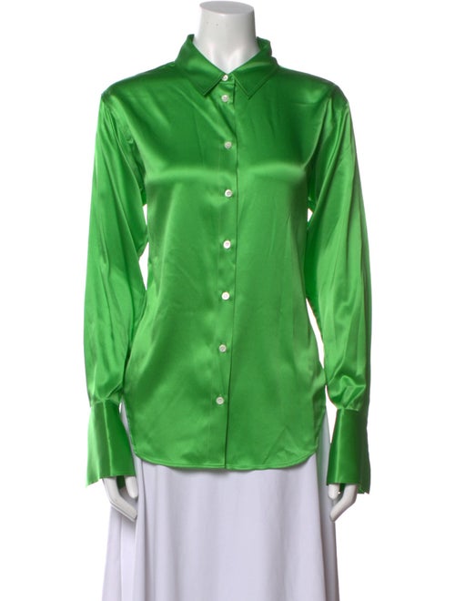 FRAME Silk Long Sleeve Button-Up Top
