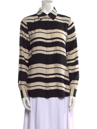 FRAME Silk Striped Button-Up Top