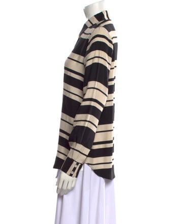 FRAME Silk Striped Button-Up Top
