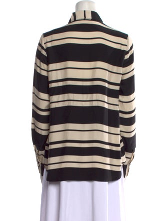 FRAME Silk Striped Button-Up Top