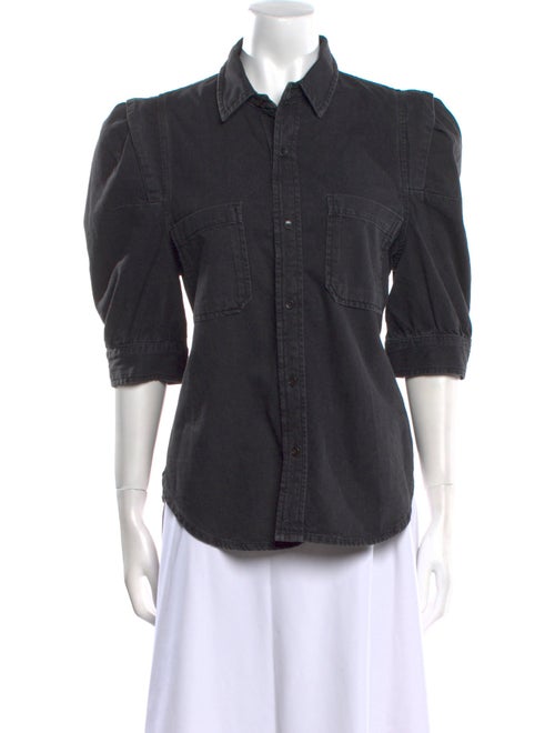 FRAME Three-Quarter Sleeve Button-Up Top