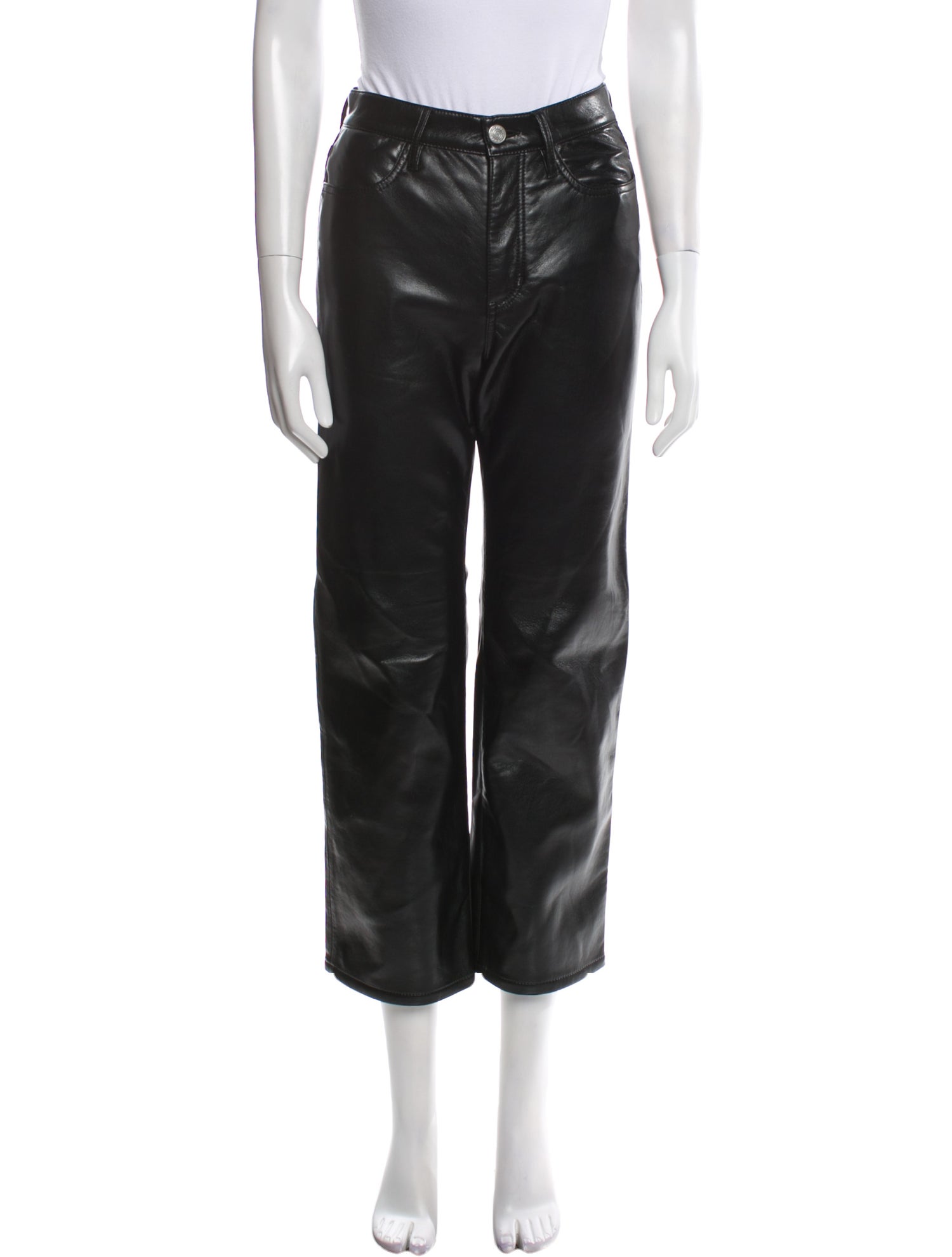 FRAME Leather Straight Leg Pants