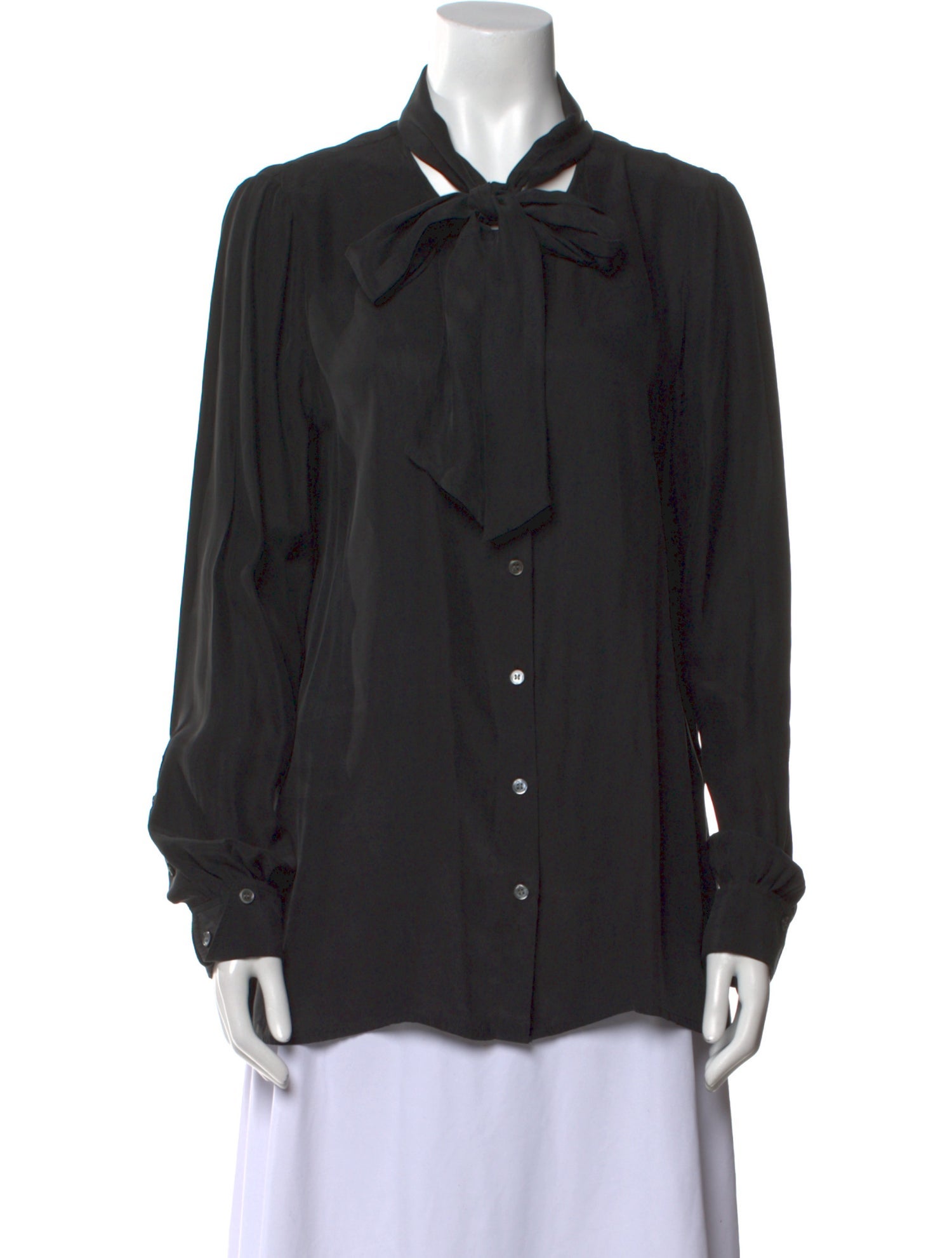 FRAME Silk Long Sleeve Button-Up Top