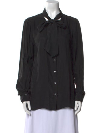 FRAME Silk Long Sleeve Button-Up Top