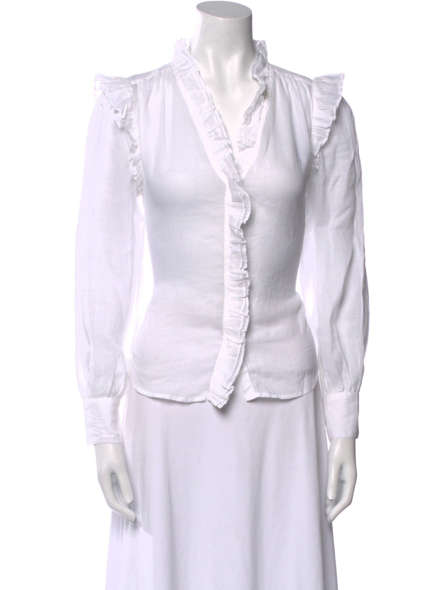 FRAME V-Neck Long Sleeve Button-Up Top