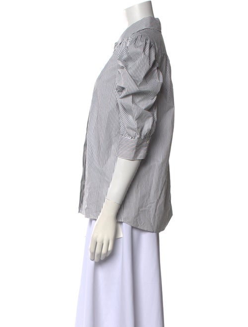 FRAME Striped Three-Quarter Sleeve Button-Up Top