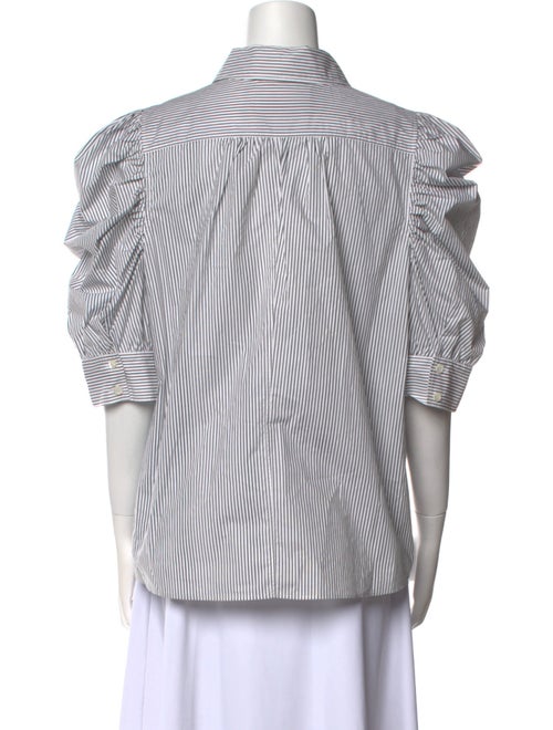 FRAME Striped Three-Quarter Sleeve Button-Up Top