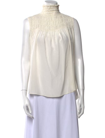 FRAME Silk Mock Neck Blouse
