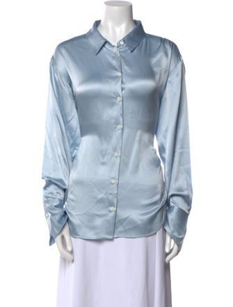 FRAME Silk Long Sleeve Button-Up Top