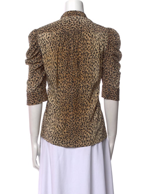 FRAME Silk Animal Print Button-Up Top