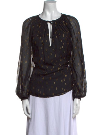 FRAME Printed V-Neck Blouse