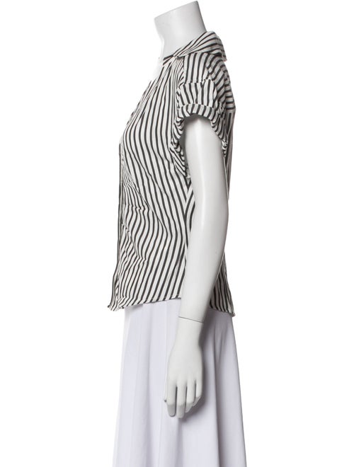 FRAME Striped V-Neck Button-Up Top