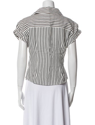 FRAME Striped V-Neck Button-Up Top