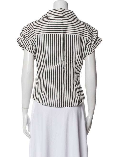 FRAME Striped V-Neck Button-Up Top