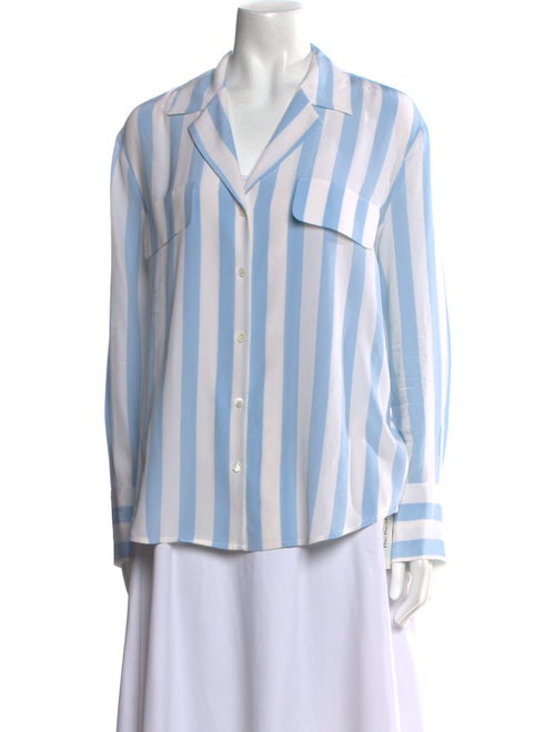 FRAME Silk Striped Button-Up Top
