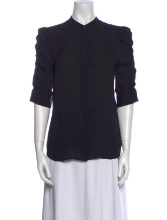 FRAME Silk Mock Neck Button-Up Top