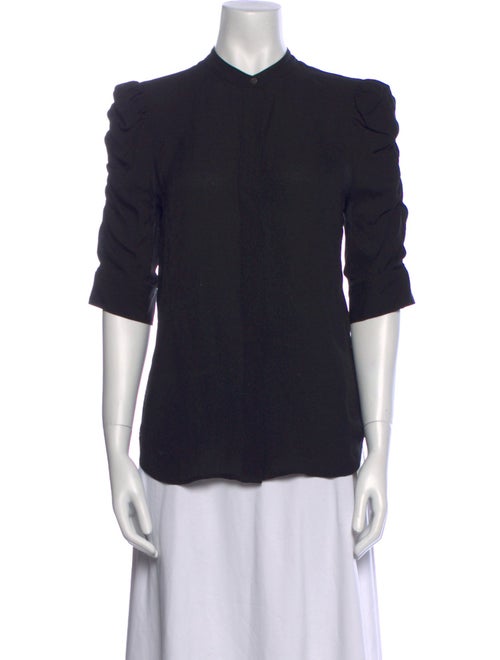 FRAME Silk Mock Neck Button-Up Top