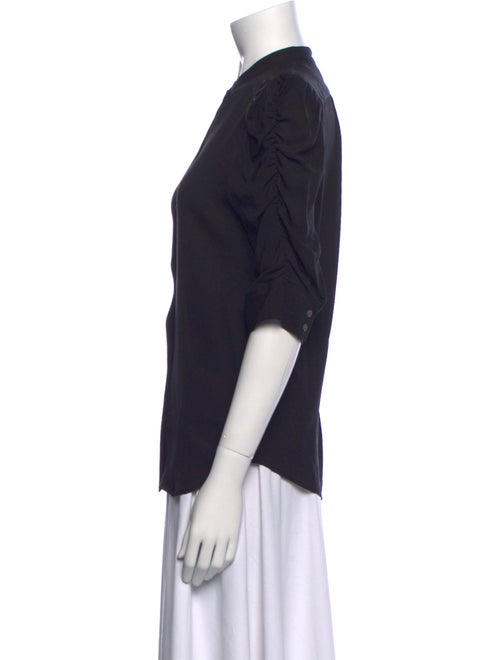 FRAME Silk Mock Neck Button-Up Top