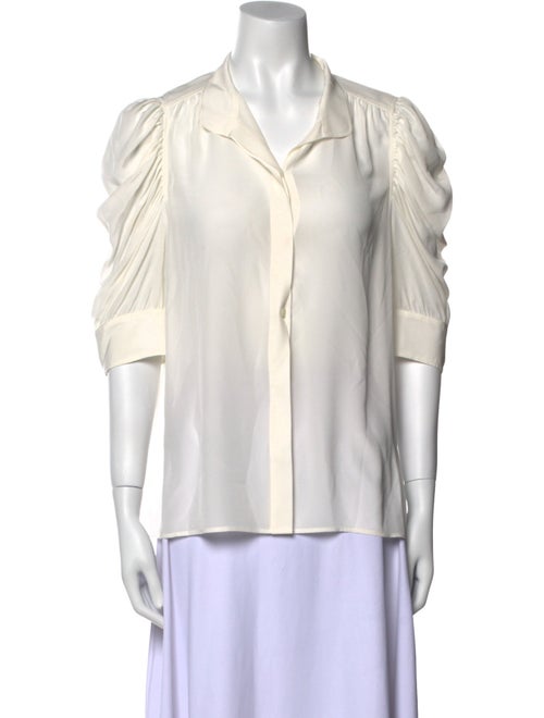 FRAME Silk V-Neck Button-Up Top