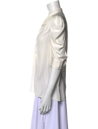 FRAME Silk V-Neck Button-Up Top