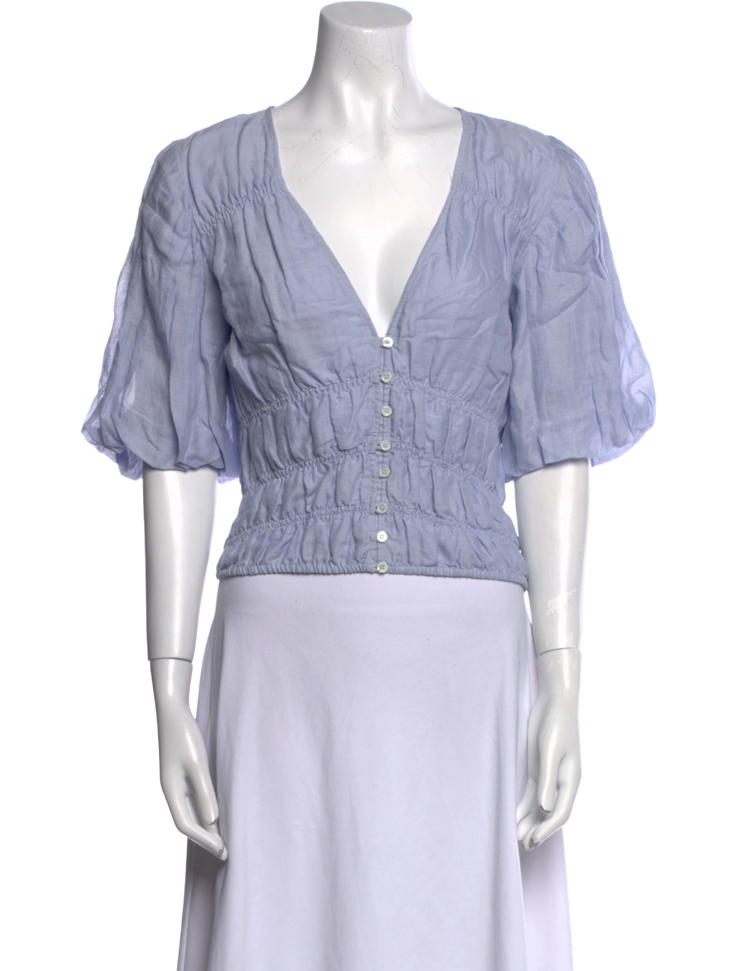 FRAME V-Neck Short Sleeve Crop Top