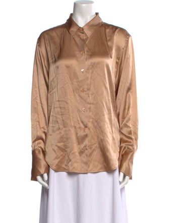 FRAME Silk Long Sleeve Button-Up Top