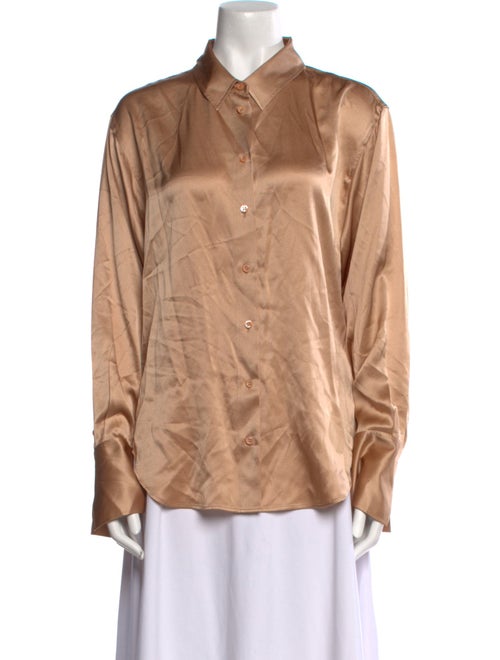 FRAME Silk Long Sleeve Button-Up Top