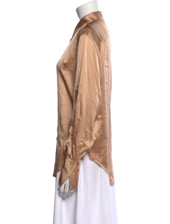 FRAME Silk Long Sleeve Button-Up Top