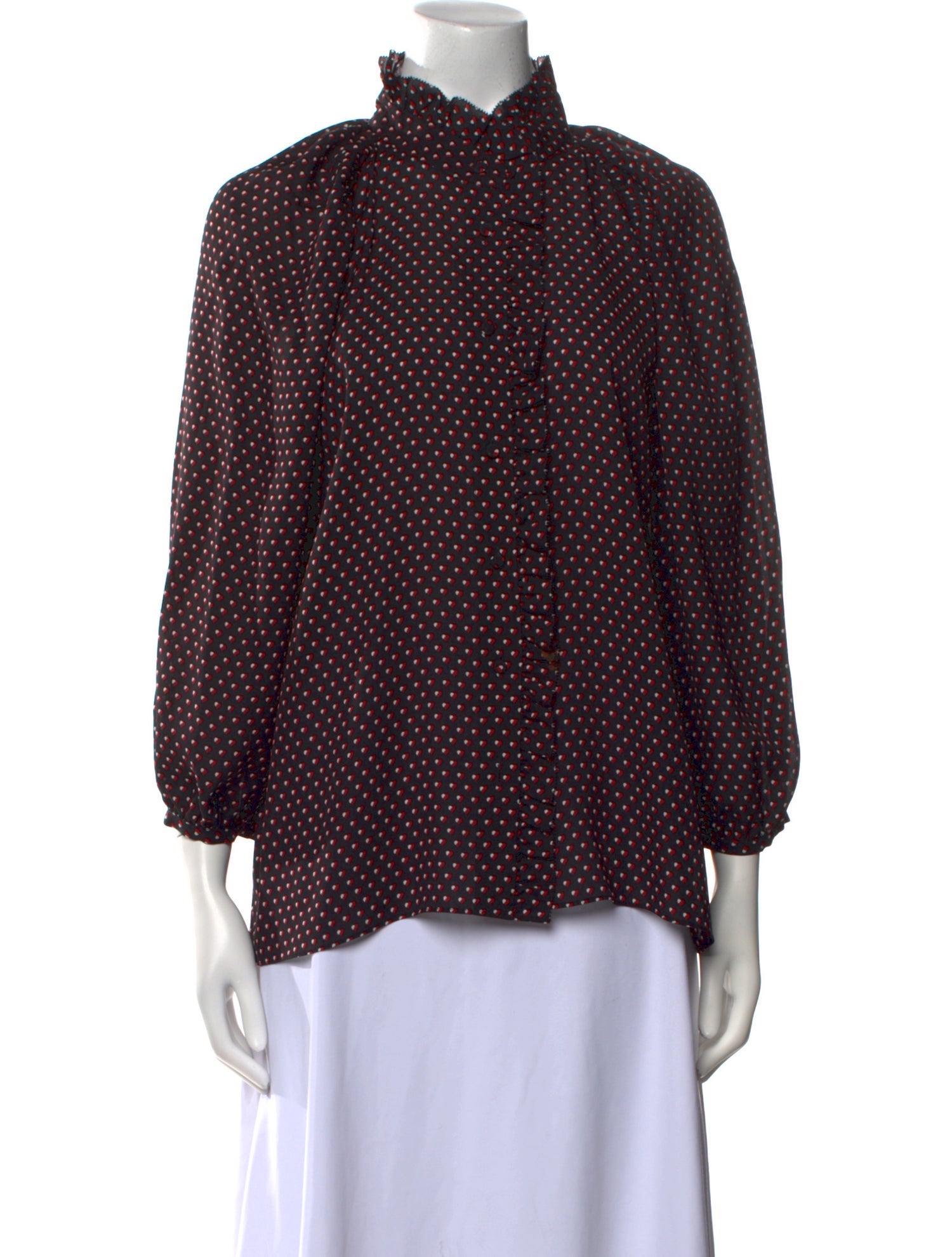 FRAME Silk Polka Dot Print Blouse