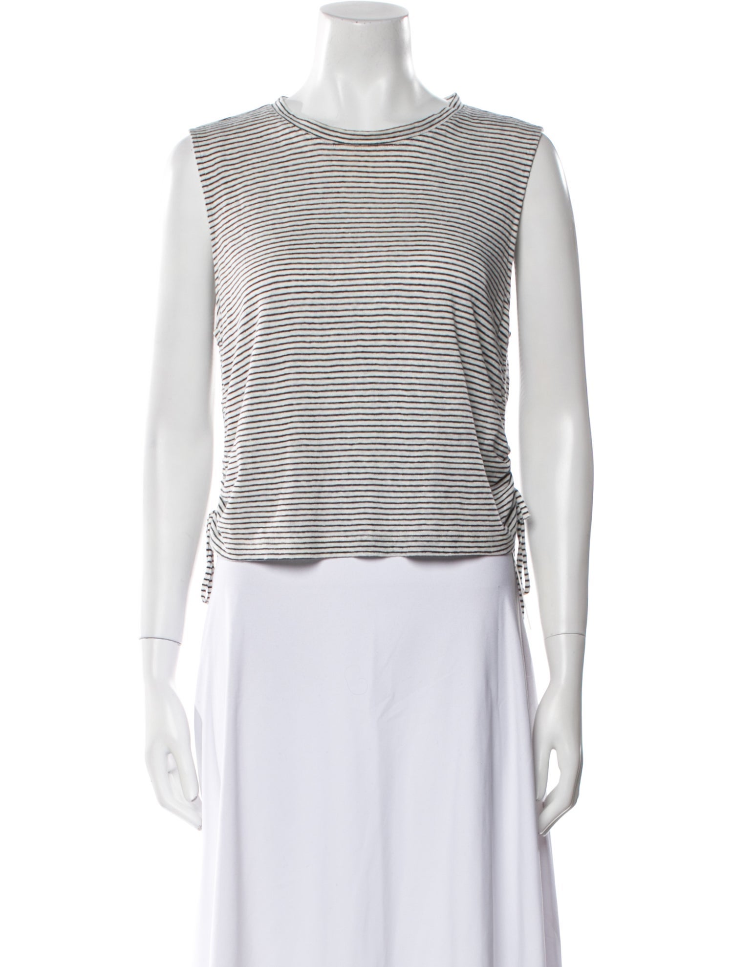 FRAME Linen Striped Crop Top