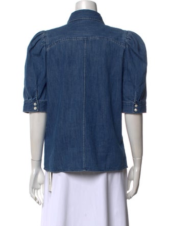 FRAME Three-Quarter Sleeve Button-Up Top