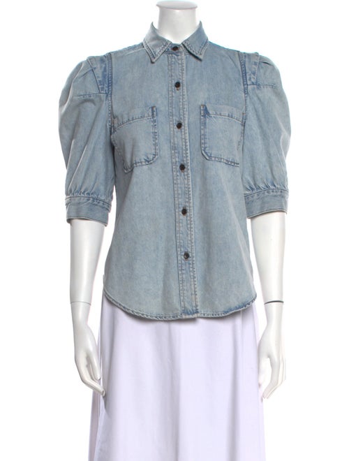 FRAME Three-Quarter Sleeve Button-Up Top