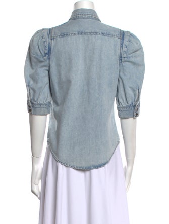 FRAME Three-Quarter Sleeve Button-Up Top