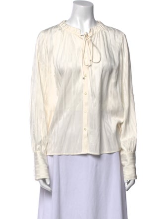 FRAME Silk Striped Button-Up Top