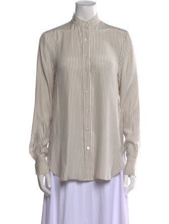 FRAME Silk Striped Button-Up Top