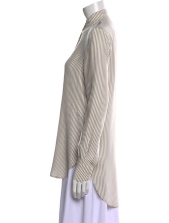 FRAME Silk Striped Button-Up Top