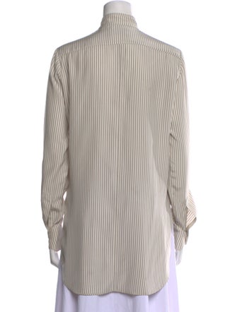 FRAME Silk Striped Button-Up Top
