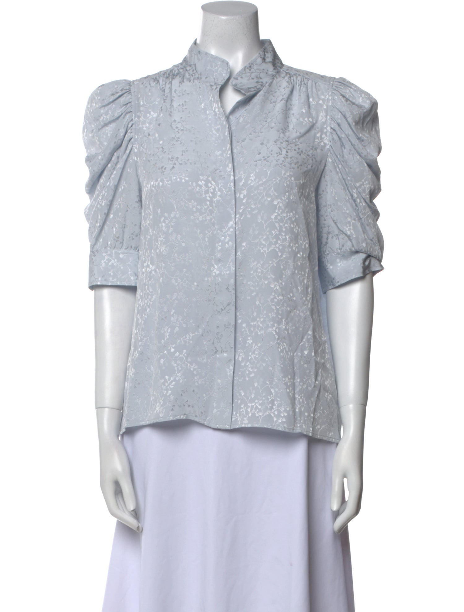 FRAME Silk Mock Neck Button-Up Top w/ Tags