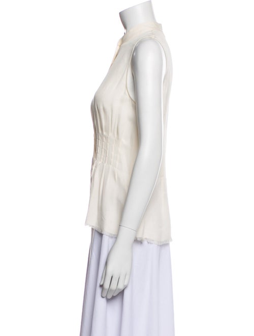 FRAME Silk Mock Neck Button-Up Top