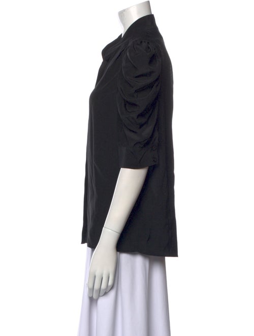 FRAME Silk Mock Neck Button-Up Top