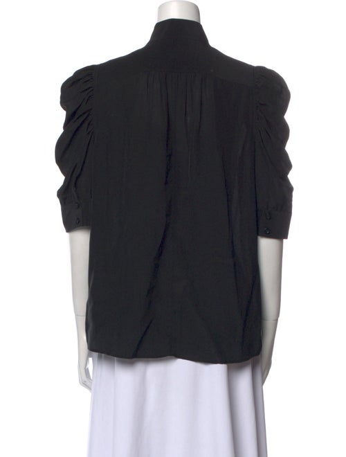 FRAME Silk Mock Neck Button-Up Top