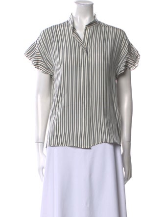 FRAME Silk Striped Button-Up Top
