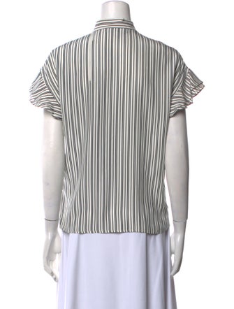FRAME Silk Striped Button-Up Top