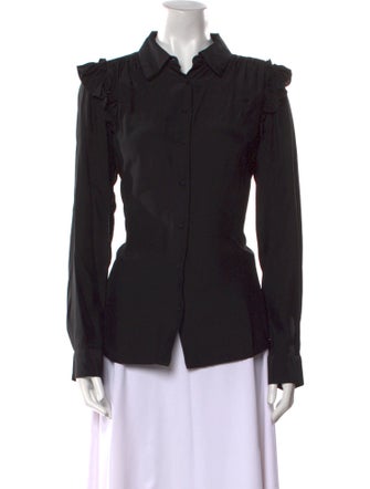 FRAME Silk Long Sleeve Button-Up Top