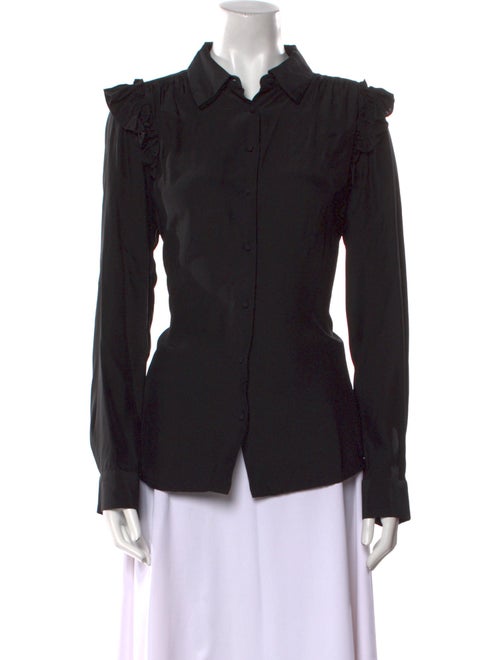 FRAME Silk Long Sleeve Button-Up Top