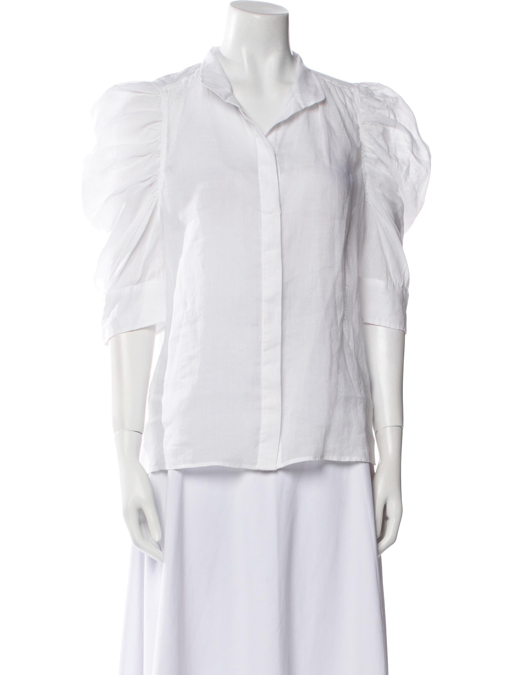 FRAME Three-Quarter Sleeve Button-Up Top