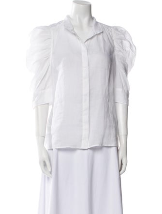 FRAME Three-Quarter Sleeve Button-Up Top